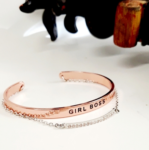 GIRL BOSS Rhinestone Rose Gold Bracelet NWOT! - Picture 4 of 8
